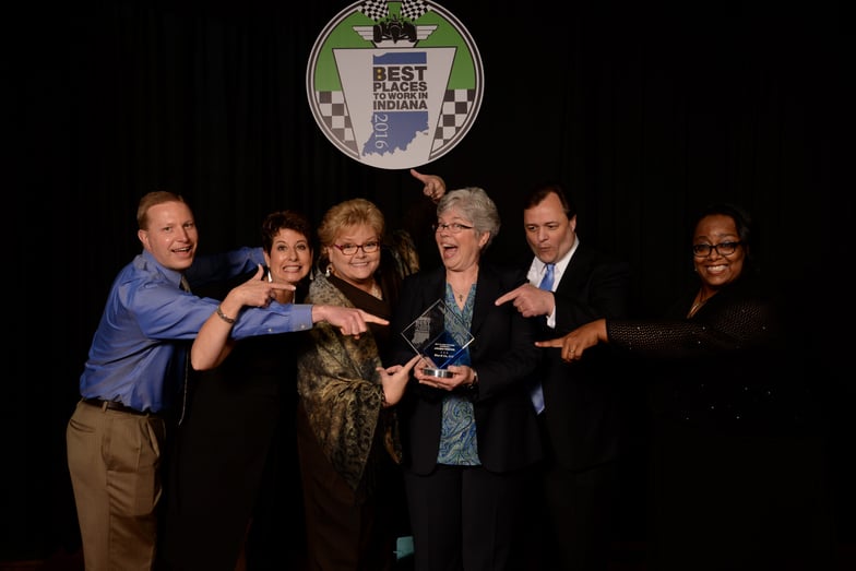 Photo of employees from prior year's best places to work in indiana award ceremony 