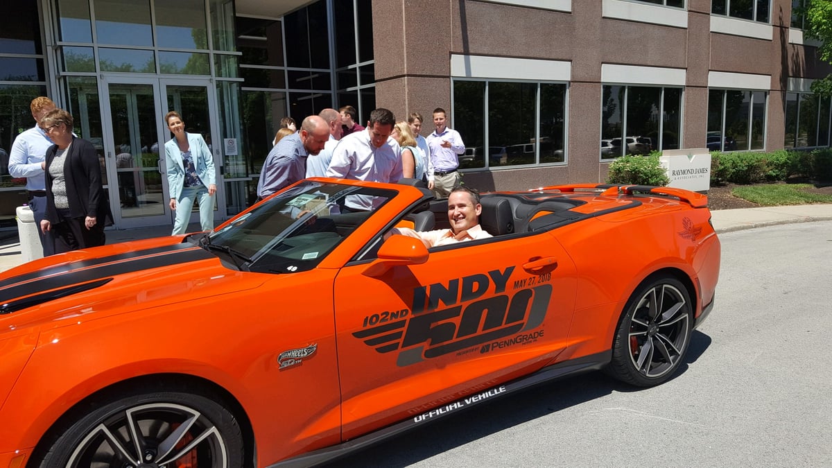 Carmel Indiana Office gets a chance to ride in an Indy 500 promotional car