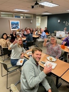 Lexington employees enjoying lunch in the training room