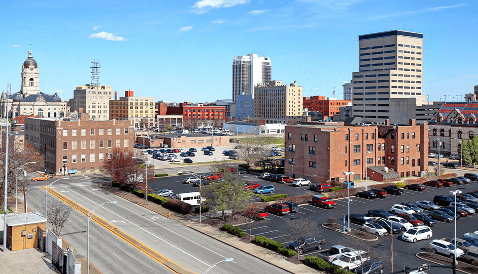 skyline of downtown evansville indiana