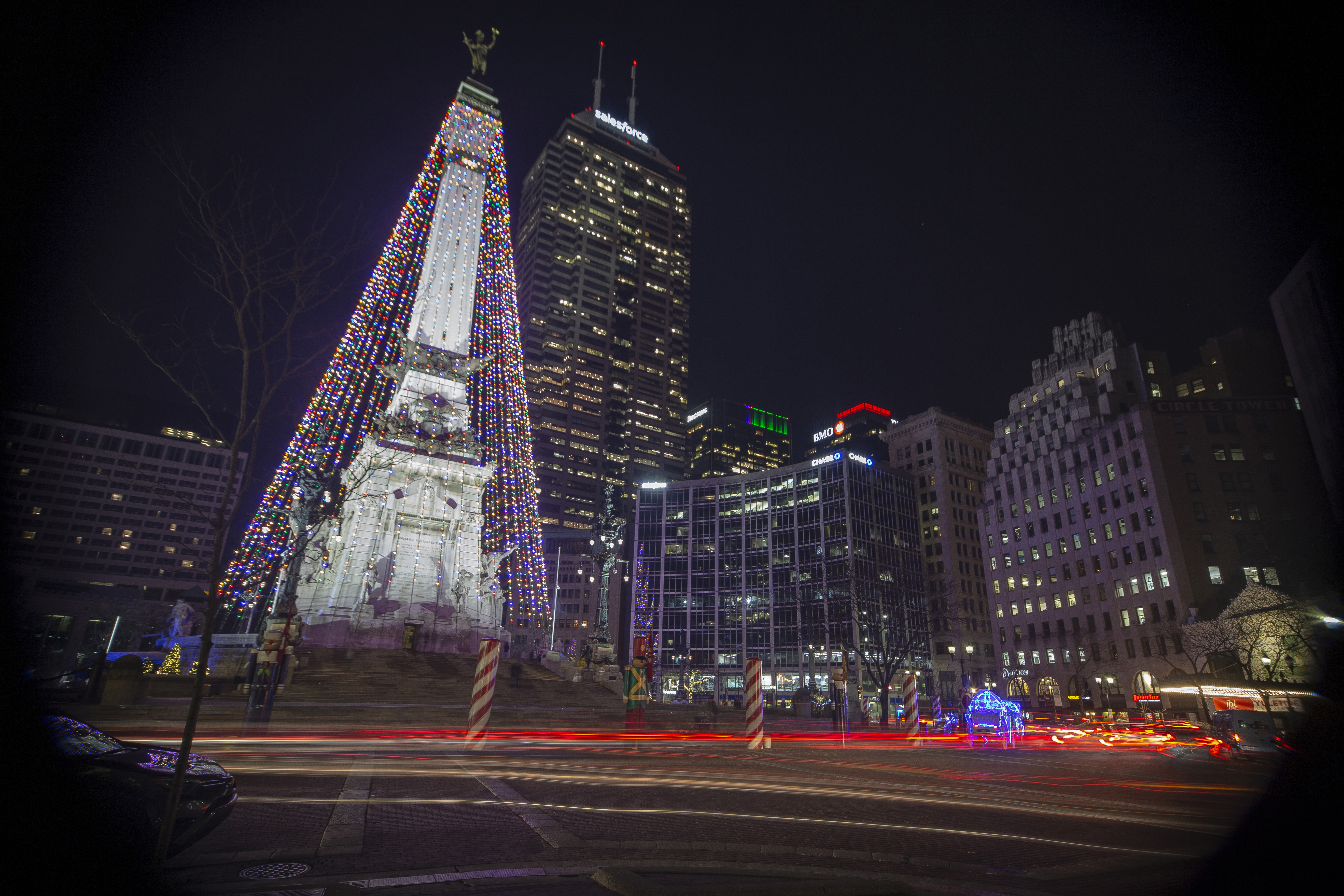 Downtown Indianapolis around Christmas