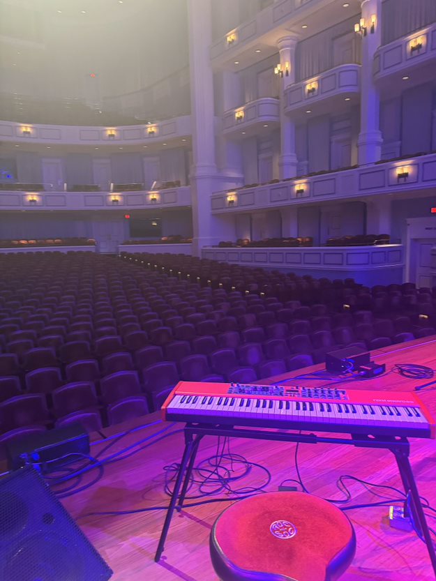 a piano on a stage