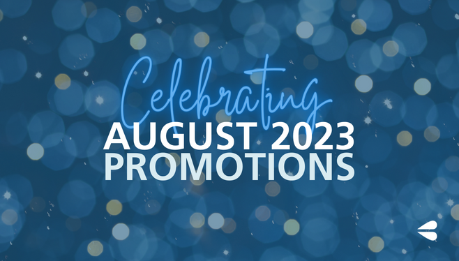 Blue & Co., LLC Announces August 2023 Promotions | Confetti falling with text that reads Celebrating August 2023 Promotions | Grow with us